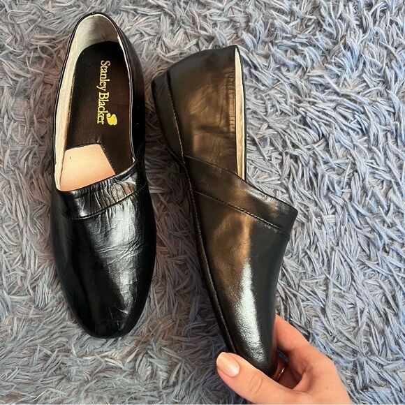 Stanley Blacker Men’s Patent Leather Black Slippers Size 9 - Picture 2 of 6
